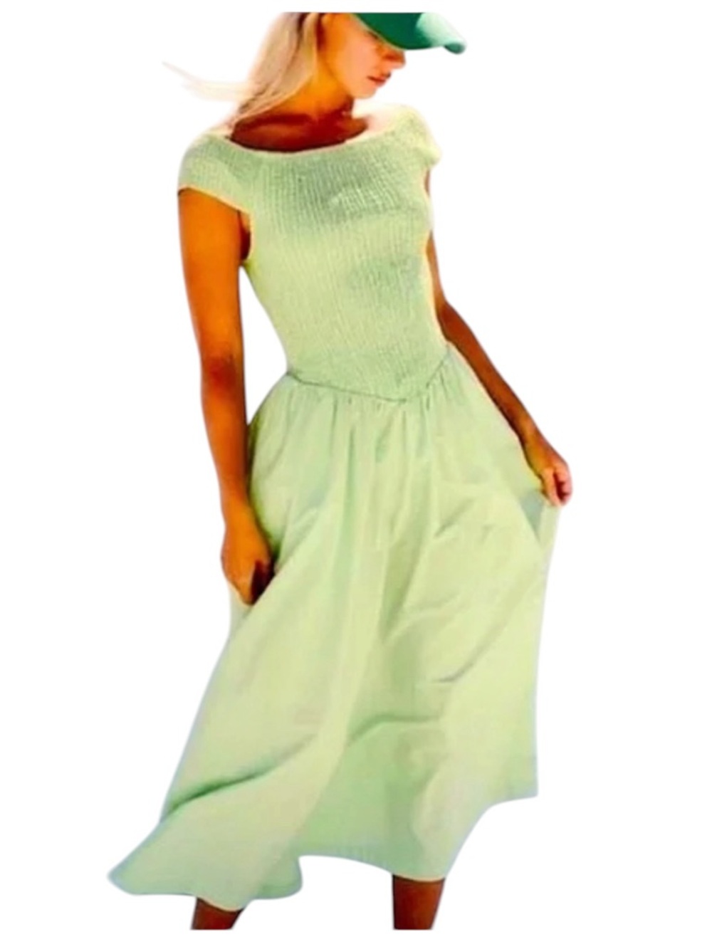 Free People Ceci Smocked Midi Dress Mint Green S Boho